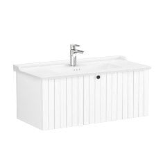 Vitra Root Groove 69401 Lavabo Dolabı, Tek Çekmeceli, 100 Cm, Mat Beyaz, Klasik Lavabolu